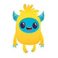 Cartoon excited monster character illustration