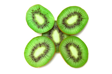 Kiwi fruit slice isolated on a white background.