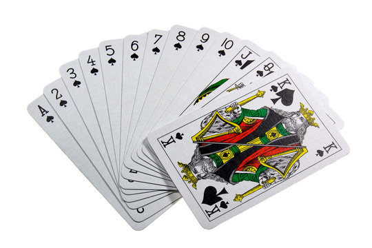 Poker playing cards isolated on a white background.