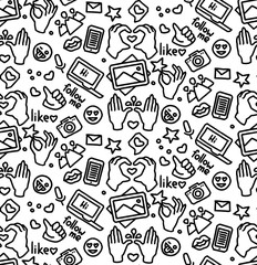 Social networks illustration. Internent icons. Hand drawn vector illustration.