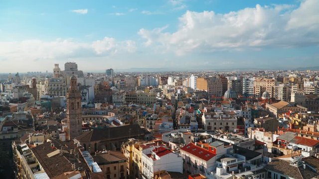 Valencia Skyline Aerial View, time lapse. Valencia , Spain.