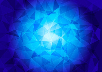Polygonal pattern on a blue background.