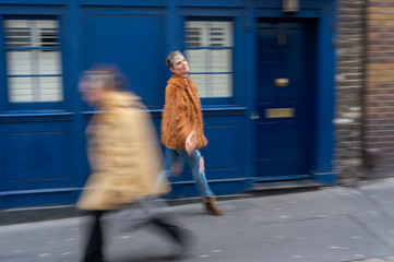 Young woman walking on the street