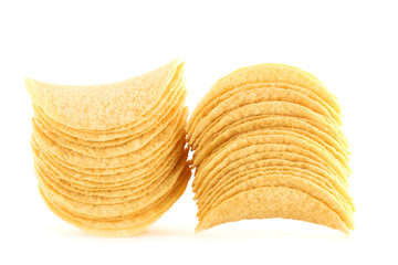 Potato chips isolated on white background