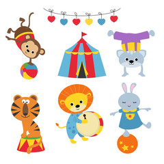 Set of circus animals.