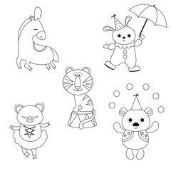Set of circus animals.