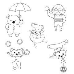 Set of circus animals.