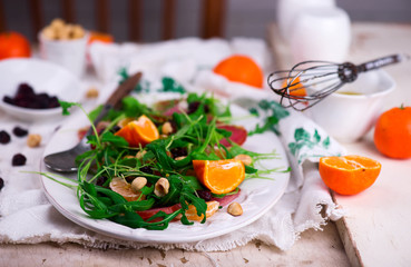 ham watercress salad clementine dressing