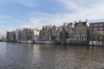 facades of houses and Amsterdam