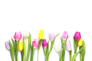 Bouquet of tulips isolated on white background