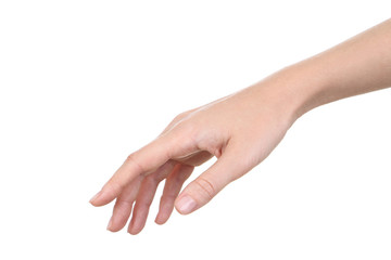 Female hand isolated on white background