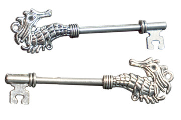 Key with seahorse motif