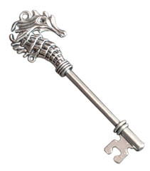 Key with seahorse motif