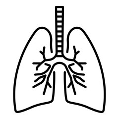 Lungs icon. Outline lungs vector icon for web design isolated on white background