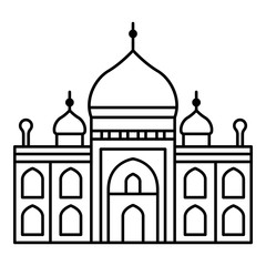 Muslim temple icon. Outline muslim temple vector icon for web design isolated on white background