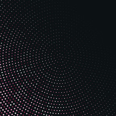 Vector abstract pink halftone pattern on black background. Rose luxury dotted design template