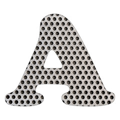 Letter A of the alphabet - Stainless steel punched metal sheet.