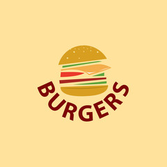 Set of labels, logotype and elements for different fast food. Burgers, pizza, hot dog, coffee