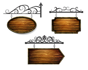 hanging, wooden Board vector, wooden object for text.