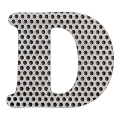 Letter D of the alphabet - Stainless steel punched metal sheet.