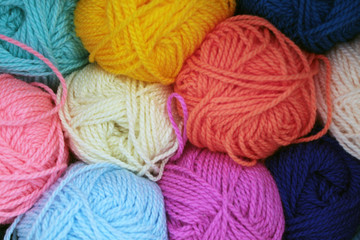 Many colors of yarn