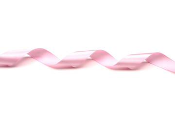 Pink curly ribbon isolated on white background