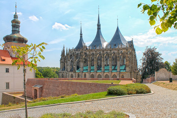Naklejka premium View of Cathedral of Saint Barbara in Kutna Hora, Czech Republic, Europe.