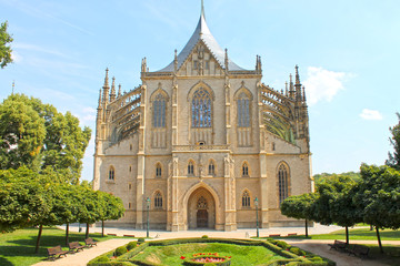 View of Cathedral of Saint Barbara in Kutna Hora, Czech Republic, Europe.
