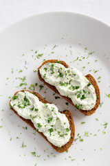 sandwiches with cheese dill paste decorated with dill