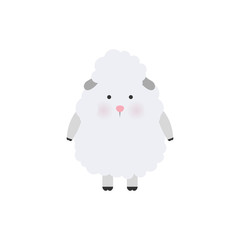 Hand drawn vector illustration of a cute funny sheep. Isolated objects. Scandinavian style flat design. Concept for children print.