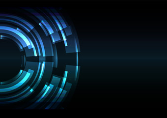 blue abstract circle background, digital overlap layer line, simple technology design template, vector illustration