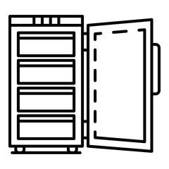 Hotel freezer icon. Outline hotel freezer vector icon for web design isolated on white background