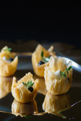 catering table with appetizers