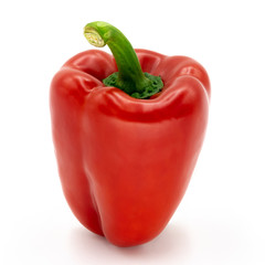 One red bell pepper, isolated on a white background