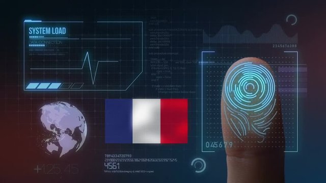 Finger Print Biometric Scanning Identification System. France Nationality
