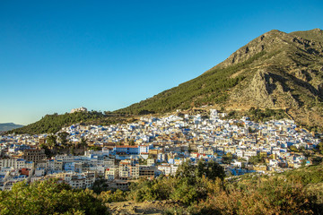 Fototapeta na wymiar Panoramic view in Chefchaouen, Marocco