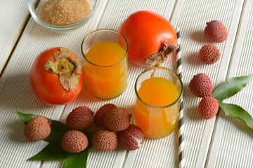 delicious syrup made with persimmon juice and lychees