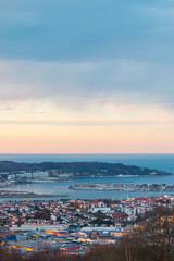 Look at Bidasoa-Txingudi bay with the three cities that formed it: Irun, Hondarribia and Hendaia, at the Basque Country.