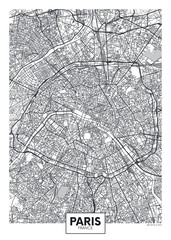 City map Paris, travel vector poster design