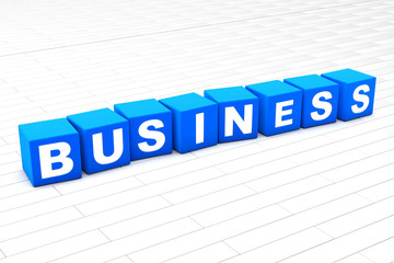 3D rendered illustration of the word Business made of cubes.
