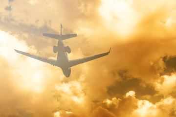 Jet in a dark stormy sky