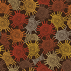 Circular, tribal pattern with motifs of African tribes Surma and Mursi