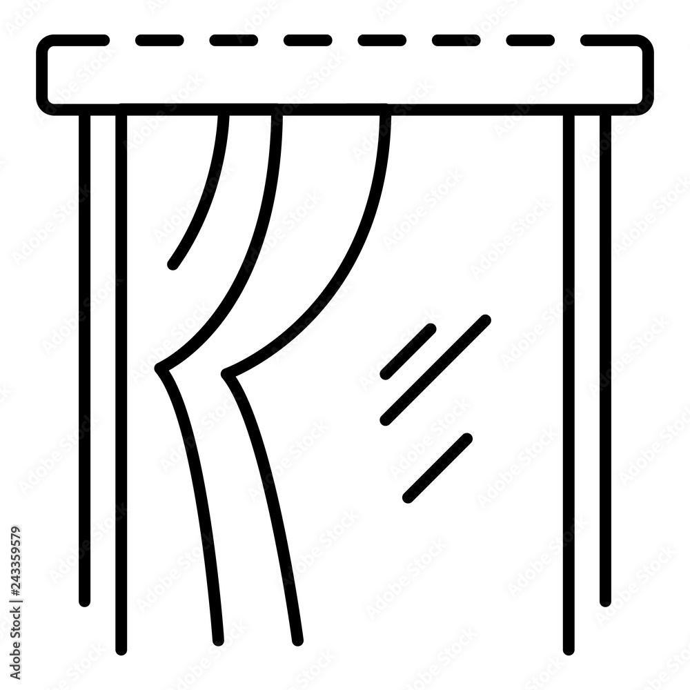 Poster window left curtain icon. outline window left curtain vector icon for web design isolated on white b