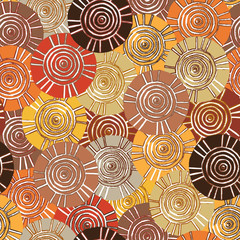 Circular, tribal pattern with motifs of African tribes Surma and Mursi