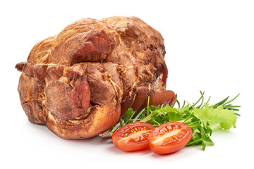 Smoked Meat Delicatessen, closeup, isolated on a white background
