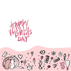 Happy Valentines Day card. Vector illustration.
