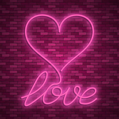 Happy Valentines Day. Neon. Vector stock images
