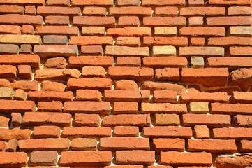 Wall of old red brick