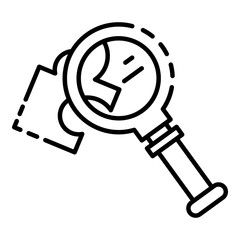 Magnify glass puzzle icon. Outline magnify glass puzzle vector icon for web design isolated on white background
