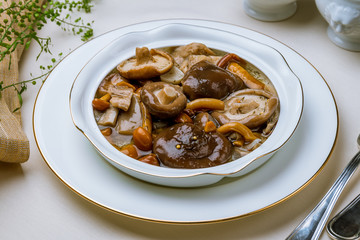 salted mushrooms in a plate
